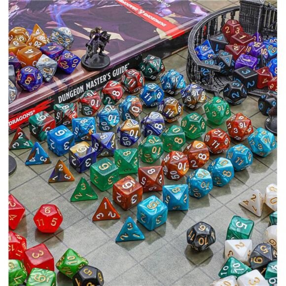 DND Dice Sets - 26 X 7 Polyhedral Dice (182pcs) with a Large Drawstring Bag - Picture 4 of 7